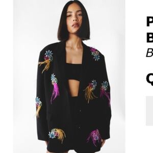 Nasty Gal Ostrich Feather Black Blazer